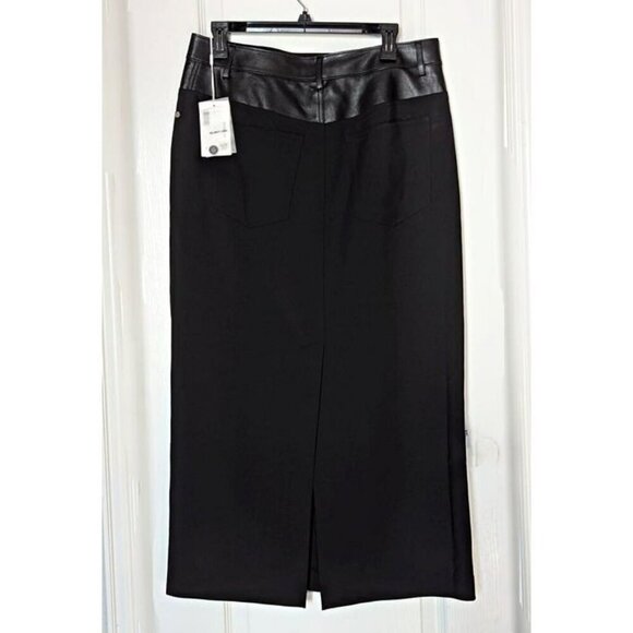 Helmut Lang Women's Black Leather-Trimmed Garter Skirt Size 10 (MSRP $425) - Picture 5 of 8